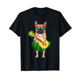 Hawaiian French Bulldog & Pineapple Ukulele Summer Vacation T-Shirt