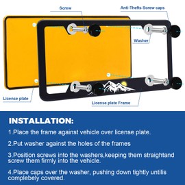 Matte License Plate Frames Mountain Style Aluminum Alloy License Plate Cover Holder License Plates Universal Car Accessories for Front and Rear Car Tags