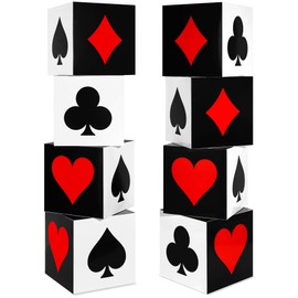 Zhanmai 4 Pcs Casino Party Decorations Las Vegas Game Night Party Supplies Large Poker Favor Goodie Boxes Bulk for Birthday Party centerpieces 12 x 12 x 12 Inch