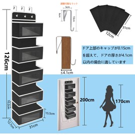Whonor Wall Pocket, Over the Door, Wall Hanging Storage Pocket, Hanging Storage Pocket, Made of Sturdy Non-woven Fabric, Durable, 5 Tiers, Large Capacity, Includes Viewing Window, Small Storage for Toys, Magazines, Documents, Manga, Daily Goods, 2 Hooks 