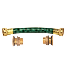 RAINPAL RBL020 Rain Barrel Linking Kit (Two Brass Bulkhead Fitting and One 8 inch 3/4" I.D. hose)