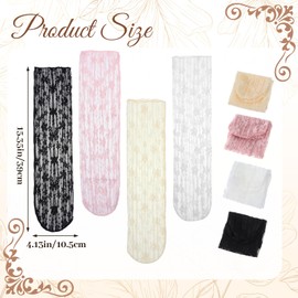 Hpmjz 4 Pairs Women Sheer Slouch Socks Summer Thin Lace Mesh Elastic See Through Socks Novelty Decorated Nylon Loose Ankle High for Women Girl