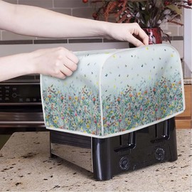 NETILGEN 2 Slice Toaster Cover Bread Machine Cover with Top Handle Design Kitchen Small Appliance Cover Dust Protection Stain Resistant Universal Size, Flower Butterfly Blue
