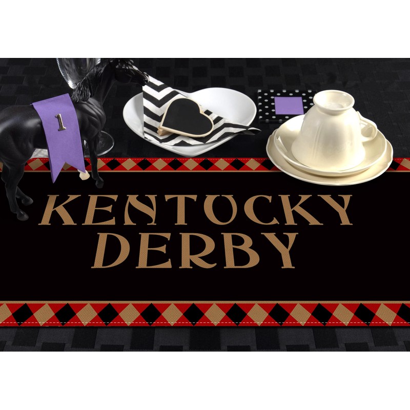 Pudodo Run for The Roses Table Runner Derby Horseshoe Horse