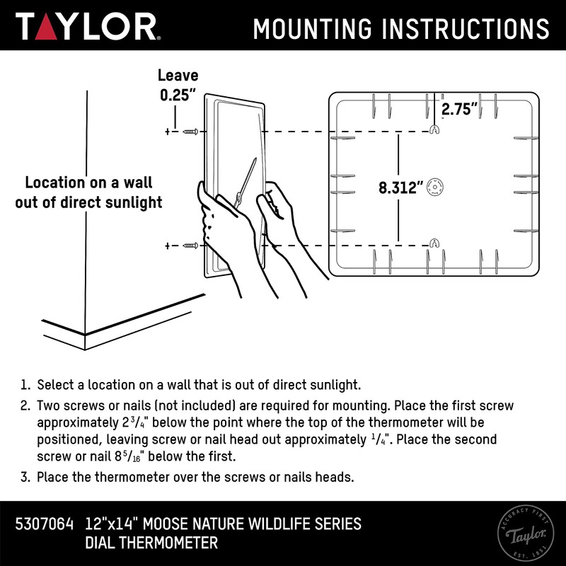 Taylor Nature Series Moose Indoor Outdoor Dial Thermometer, Easy to