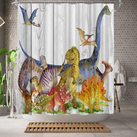 WELMECO Boys Shower Curtain Dinosaur Shower Curtain Kids Bathroom Set Polyester Fabric, 72x72inch