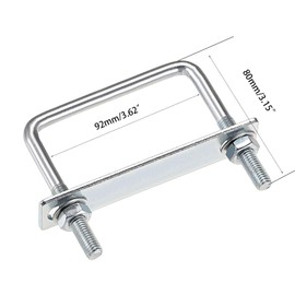 TA-VIGOR M8 Square U-Bolts, 100mm Inner Width 150mm Length Steel U-Bolts with Nut, Plate, Washer for Attaching Piping Conduit Cable Tube Brackets Boat Trailer
