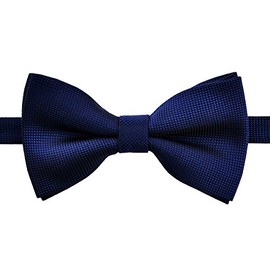 Retreez Pajarita de color liso con textura cuadrada tejida preatada para niño, Azul marino, 8 - 10 años