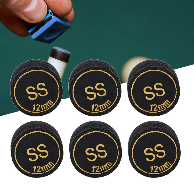 6pcs Pool Billiard Cue Tips 12mm Billiard Pool Cues Tips
