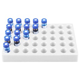 Epicover 40-Hole Laboratory Vial Rack, PP Plastic Test Tube Holder for 10-15mL Samples, (10.9 x 6.9 x 1.2 inches), 1-inch Hole Diameter Sample Organizer for Scientific Research and Lab Storage
