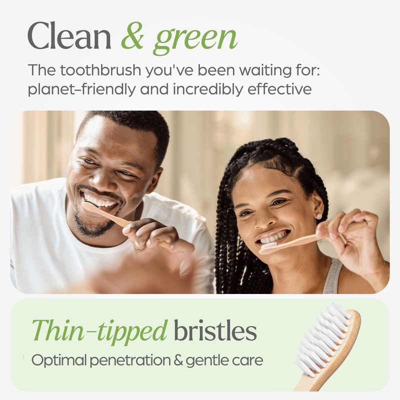 VIVAGO Soft Flossing Bamboo Toothbrushes 10 Pack - BPA Free