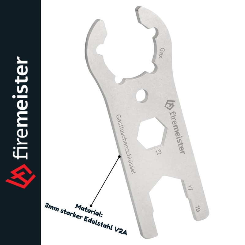 firemeister Stainless Steel Gas Bottle Key, Multi Function Gas Bottle