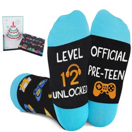Amosking 12 Year Old Gifts for Boys, Socks for 12 Year Old Preteen, 3D Pop Up Birthday Card, 12th Birthday Gifts for Boys Girls