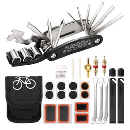 Lunyloer Bicycle Repair Kit, 16 in 1 Bicycle Tyre Repair Kit, Bicycle Inner Tube Repair Kit, Metal Tyre Lever for Cyclists, Motorcycles, Off-Road Vehicles, Inflatable Rubber