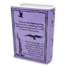 Steel Mill & Co Original Large Book-Shaped Decorative Vase, Ceramic Vases for Home Decor, Cute Bookshelf Decor, Unique Vase for Book Lovers, The Raven - Purple