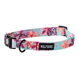 Wolfgang - Collar de Perro de Gran Riesgo Ajustable con Hebilla de Nailon de liberación rápida para Caminar y Entrenar, Estampado Digifloral, Mediano