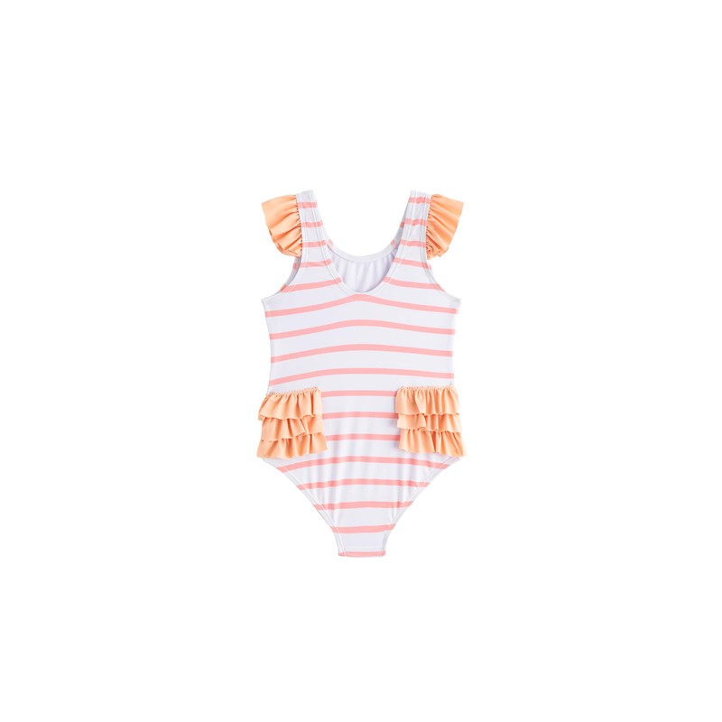 LIZENS Girls One Piece Swimwear Ruffle Trim Flounce 2-12Years Striped