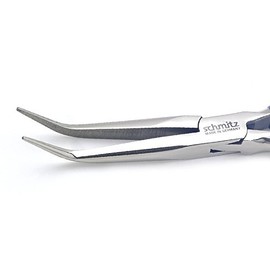 Schmitz 4913HS22 Long Nose Pliers Curved 200 mm Very Long, Strong, Curved Jaws without Toothing - Dissipative Dissipative - Inserted Pliers Joint for Professionals - Made in Germany - Solingen