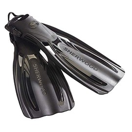 Sherwood Elite Scuba Diving Snorkeling Fin Adjustable Open Heel Fins (Black, XL(Mens 13-14))