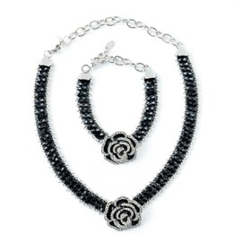 Jurika Black Rose Flower Choker Necklace