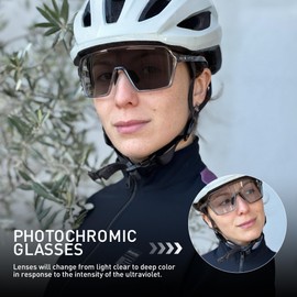 KAPVOE Cycling Glasses, Self-tinting for Men and Women, Photochromic Sports Sunglasses, Clear Road Bike Glasses, TR90 Frame, Cycling, MTB Cycling Glasses with UV400 Protection, Sports Glasses for