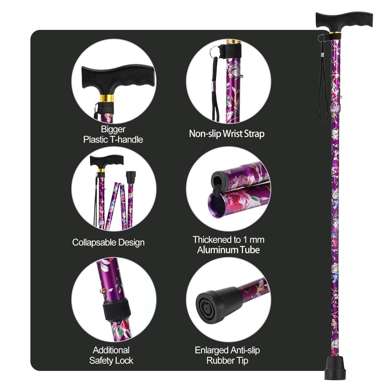 Walking Cane ANCKNE Cane for Woman | Lightweight, 5-Level Height