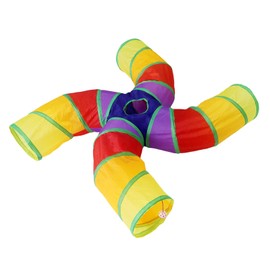 Bemodst Rainbow Cat Tunnel, Cat Toy S-Shaped-4-Way Pet Tunnel, Cat Play Tent interactive Toy Maze Cat House, Collapsible Cat Rabbit Tunnel Tube for Indoor Cats, Rabbits, Hamsters, Puppies and More