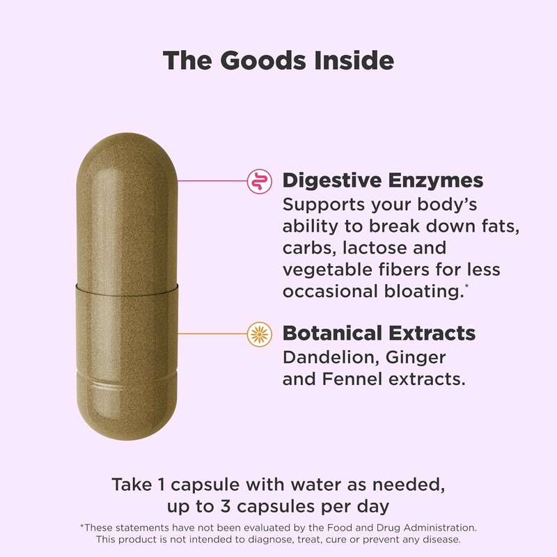 OLLY Beat The Bloat Capsules, Digestive Support Enzymes, Supplement for