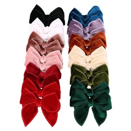 Velvet Bow Hair Clips for Baby Girl Velvet Hair Bows Alligator Clip Barrettes Accessories for Toddler Kids Little Girl Teens Women (Small Velvet Fable 24 pcs)