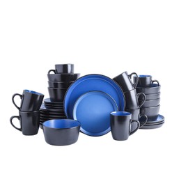 Stone Lain Albie 32-Piece Dinnerware Set Stoneware, Blue and Black