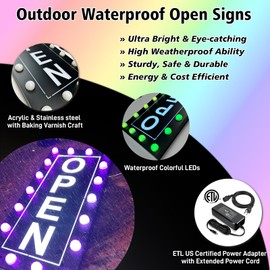 NOVVAOGO Large Outdoor Waterproof Open Sign LED, LED Open Signs for Business, Ultra Bright Outdoor Open Sign with Power Adapter 19.7”x8”