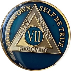 Ranger Industries 7 Year AA Medallion Metallic Midnight Blue Sobriety Chip VII