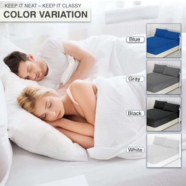 Comfortz Bedding Fitted Sheet Double - Deep Pocket Soft Brushed Microfiber Polyester - Anti-Allergy, Breathable, Wrinkle-Free, Fade-Resistant - Easy-Care, Machine Washable Bed Sheet Set (Gray,Double)