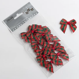 Italian Options Tartan Ribbon Bows 12-Piece Pack, 4 cm Bow Width, Red Green