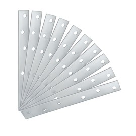 Gedotec Heavy Duty Flat Connector Metal | Pack of 10 Furniture Connectors Galvanised Steel Length: 48 mm | Flat Perforated Plate for Connecting and Reinforcing | Metal Connecting Plate for Two-Piece
