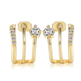 BERISO Gold/Silver Hoop Earrings For Women,14K Gold Plated Paperclip Link Chain Earrings Chunky Gold Hoop Dangle Earrings