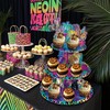 KARAQY Rainbow Neon Leopard Cupcake Stand,Cheetah Birthday Party Decorations 3