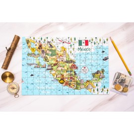 Terra Puzzles Mexico Map Wooden Jigsaw Puzzle 152 Piece, 15x10 inches