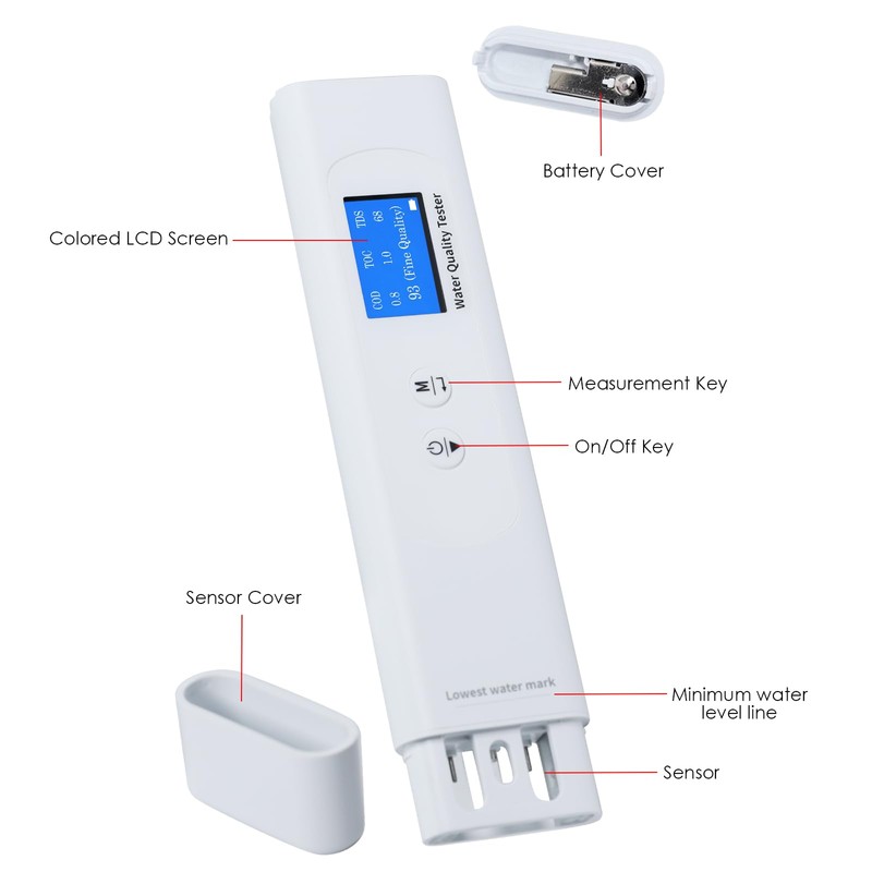 Water Quality Tester for Drinking Water, Portable 6-in-1 TDS Meter