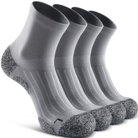 SITOISBE Quarter Compression Socks for Men Women, Cushioned Running Hiking Socks, Medium, Grey (4 Pairs)