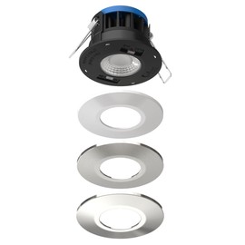 Bright Source All in One Switchable Wattage 8w/10w Integrated LED Downlight - TRIAC Dimmable - 4 Light Colour Temperatures - 2700K 3000K 4000K 6000K Warm Cool Daylight White - 3 Bezels IP65 Spotlight