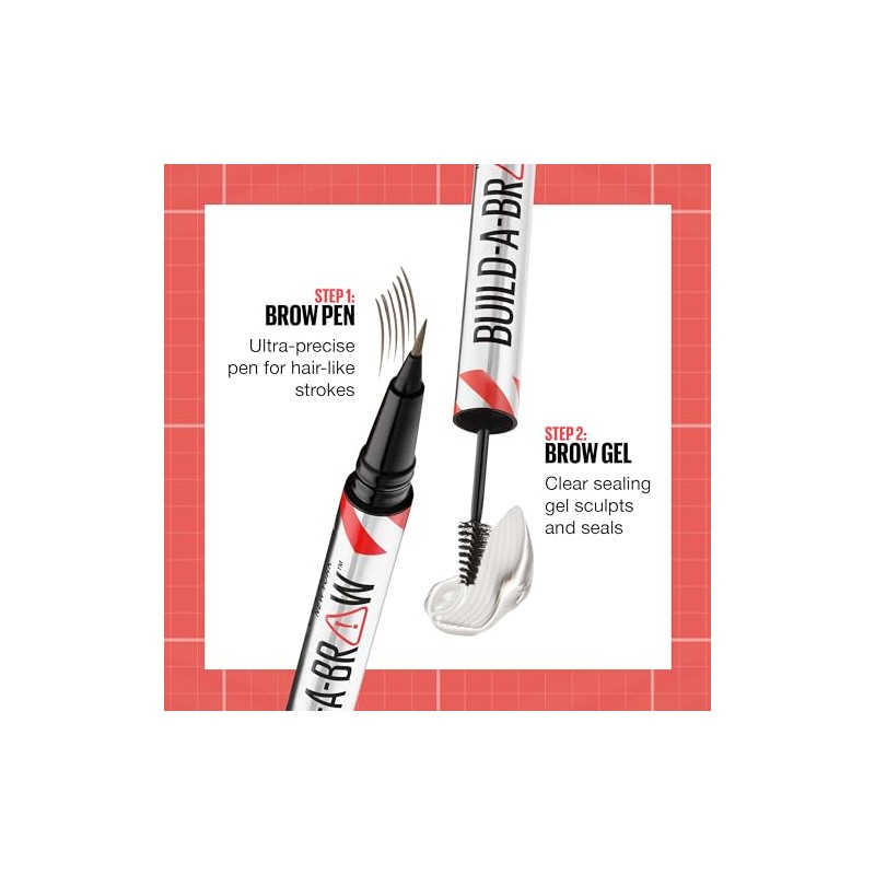 Maybelline Build-A-Brow 2-in-1 Brow Pen and Sealing Eyebrow Gel, Eyebrow