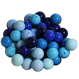 20mm Bulk Package 64pc Mixed Blue Solid Acrylic Chunky Bubblegum Beads Loose