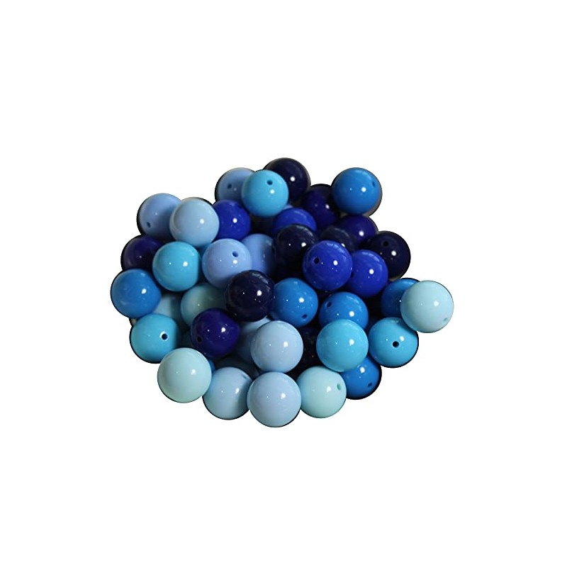 20mm Bulk Package 64pc Mixed Blue Solid Acrylic Chunky Bubblegum