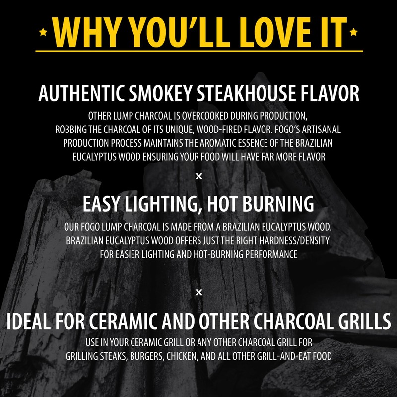 FOGO Brazilian Blend Hardwood Lump Charcoal, Natural, Large Sized Lump