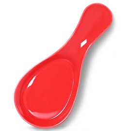 GDCZ Porcelain Spoon Rest - Large Spoon Holder Utensil Rest for Kitchen Counter Stove Top, Dishwasher Safe (Red)