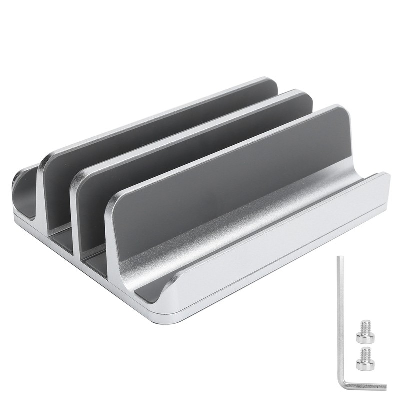 Laptop Organizer Aluminum Alloy Vertical Stand Adjustable Dual Slot for