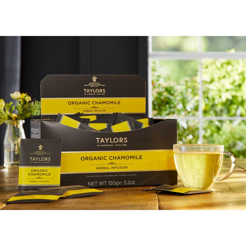 Taylors of Harrogate Organic Chamomile, Herbal Tea, Individually Wrapped Bags,