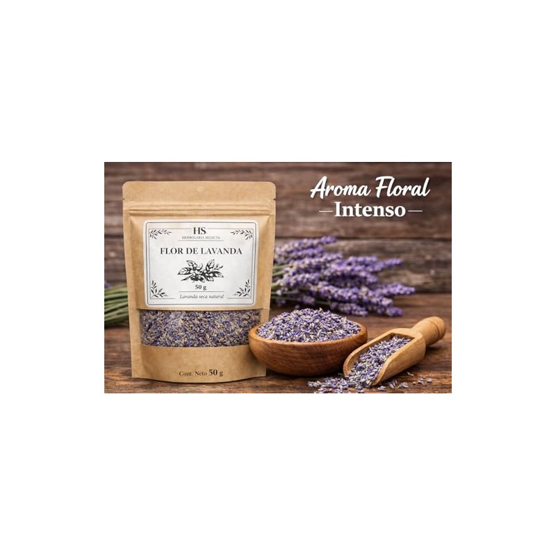 Herbolaria Selecta Flor de Lavanda Seca Natural, 50 G, Aroma