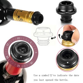 Wine Saver Pump, 1 Wine Saver Vacuum Pump with 2 Stoppers, Reusable Wine Vacum Pump, 3 Types Wine Stoppers Set for Wine Fresh